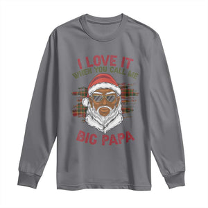 African American Santa Kwanzaa Long Sleeve Shirt I Love It When You Call Me Big Papa TS09 Charcoal Print Your Wear