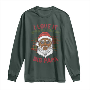 African American Santa Kwanzaa Long Sleeve Shirt I Love It When You Call Me Big Papa TS09 Dark Forest Green Print Your Wear