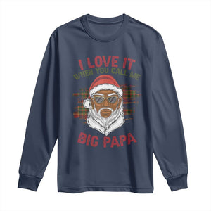 African American Santa Kwanzaa Long Sleeve Shirt I Love It When You Call Me Big Papa TS09 Navy Print Your Wear