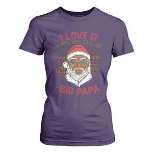 African American Santa Kwanzaa T Shirt For Women I Love It When You Call Me Big Papa TS09 Purple Print Your Wear