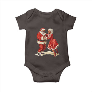 African American Christmas Baby Onesie Black Santa Mr Mrs Claus Dancing TS09 Dark Chocolate Print Your Wear