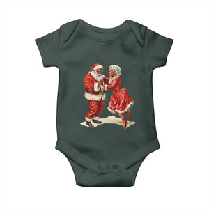 African American Christmas Baby Onesie Black Santa Mr Mrs Claus Dancing TS09 Dark Forest Green Print Your Wear