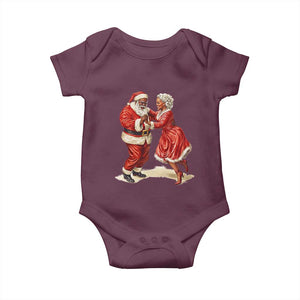 African American Christmas Baby Onesie Black Santa Mr Mrs Claus Dancing TS09 Maroon Print Your Wear