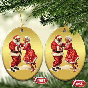 African American Xmas Christmas Ornament Black Santa Mr Mrs Claus Dancing TS09 Oval Gold Print Your Wear