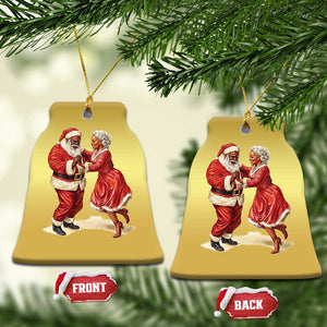 African American Xmas Christmas Ornament Black Santa Mr Mrs Claus Dancing TS09 Bell Flake Gold Print Your Wear