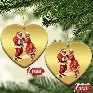 African American Xmas Christmas Ornament Black Santa Mr Mrs Claus Dancing TS09 Heart Gold Print Your Wear