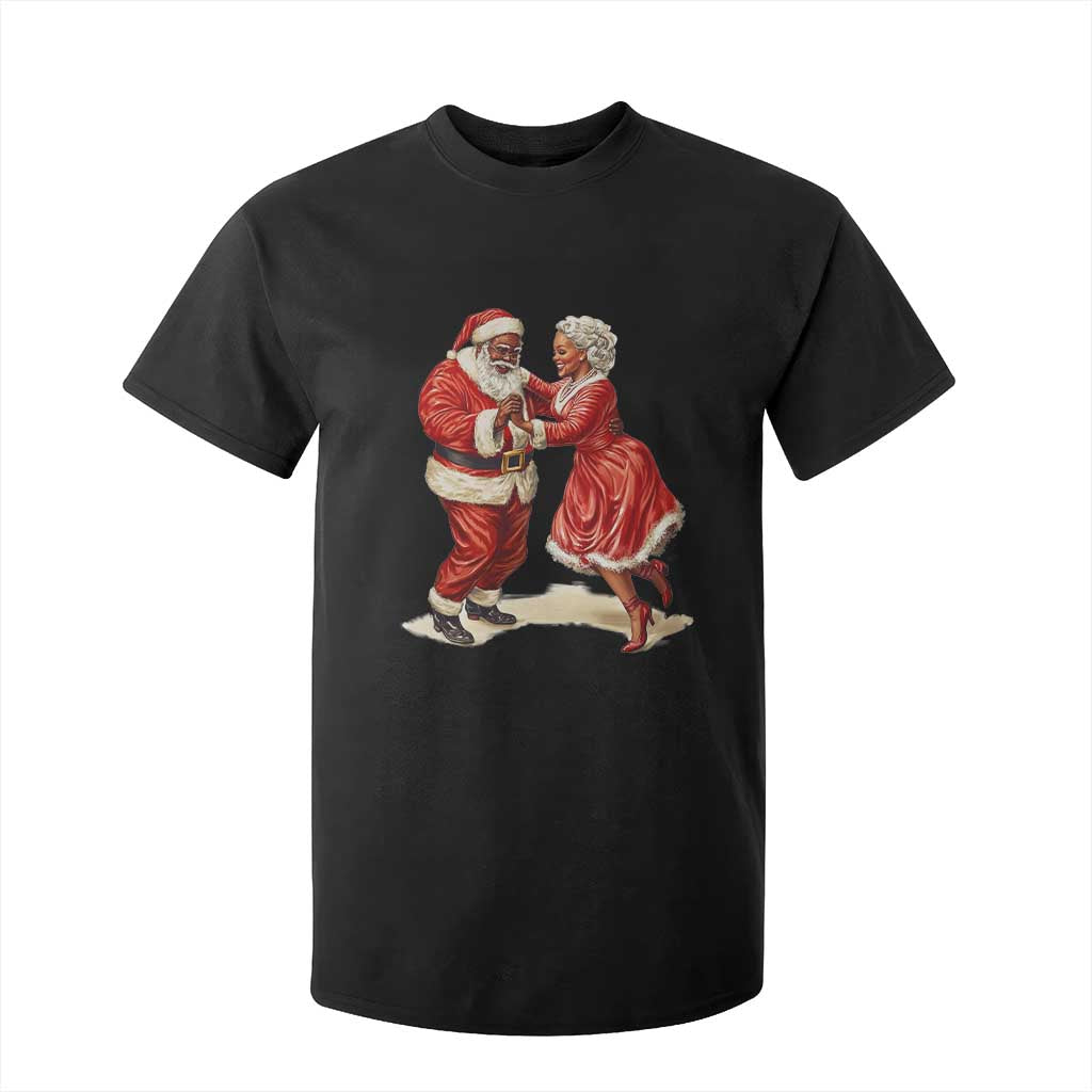 African American Christmas T Shirt For Kid Black Santa Mr Mrs Claus Dancing TS09 Black Print Your Wear