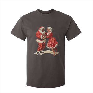 African American Christmas T Shirt For Kid Black Santa Mr Mrs Claus Dancing TS09 Dark Chocolate Print Your Wear