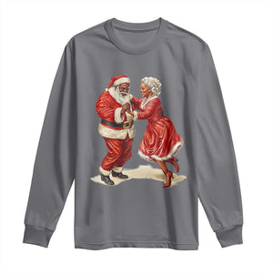 African American Christmas Long Sleeve Shirt Black Santa Mr Mrs Claus Dancing TS09 Charcoal Print Your Wear