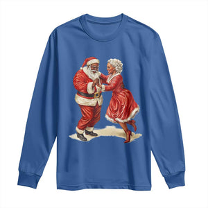 African American Christmas Long Sleeve Shirt Black Santa Mr Mrs Claus Dancing TS09 Royal Blue Print Your Wear