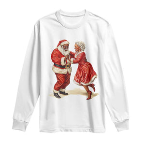 African American Christmas Long Sleeve Shirt Black Santa Mr Mrs Claus Dancing TS09 White Print Your Wear