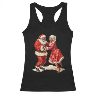 African American Christmas Racerback Tank Top Black Santa Mr Mrs Claus Dancing TS09 Black Print Your Wear