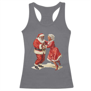 African American Christmas Racerback Tank Top Black Santa Mr Mrs Claus Dancing TS09 Charcoal Print Your Wear