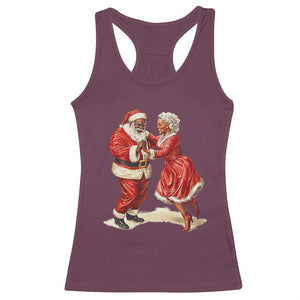 African American Christmas Racerback Tank Top Black Santa Mr Mrs Claus Dancing TS09 Maroon Print Your Wear