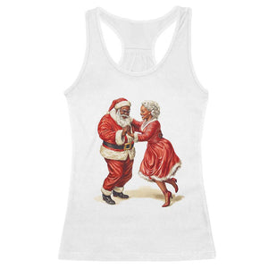 African American Christmas Racerback Tank Top Black Santa Mr Mrs Claus Dancing TS09 White Print Your Wear