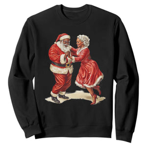 African American Christmas Sweatshirt Black Santa Mr Mrs Claus Dancing TS09 Black Print Your Wear