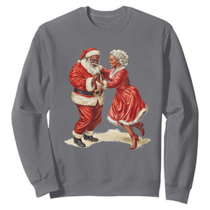 African American Christmas Sweatshirt Black Santa Mr Mrs Claus Dancing TS09 Charcoal Print Your Wear