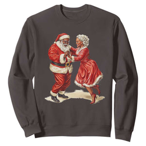 African American Christmas Sweatshirt Black Santa Mr Mrs Claus Dancing TS09 Dark Chocolate Print Your Wear