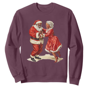 African American Christmas Sweatshirt Black Santa Mr Mrs Claus Dancing TS09 Maroon Print Your Wear