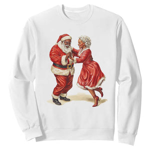 African American Christmas Sweatshirt Black Santa Mr Mrs Claus Dancing TS09 White Print Your Wear