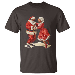 African American Christmas T Shirt Black Santa Mr Mrs Claus Dancing TS09 Dark Chocolate Print Your Wear