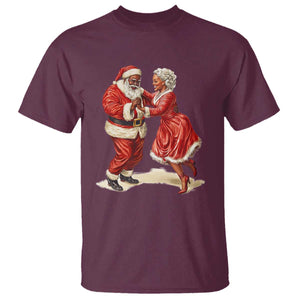 African American Christmas T Shirt Black Santa Mr Mrs Claus Dancing TS09 Maroon Print Your Wear