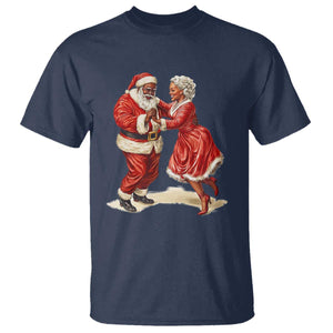 African American Christmas T Shirt Black Santa Mr Mrs Claus Dancing TS09 Navy Print Your Wear