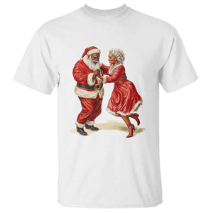 African American Christmas T Shirt Black Santa Mr Mrs Claus Dancing TS09 White Print Your Wear