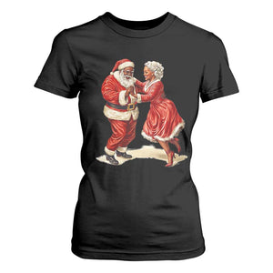 African American Christmas T Shirt For Women Black Santa Mr Mrs Claus Dancing TS09 Black Print Your Wear