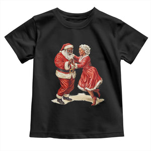 African American Christmas Toddler T Shirt Black Santa Mr Mrs Claus Dancing TS09 Black Print Your Wear