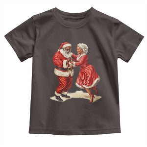 African American Christmas Toddler T Shirt Black Santa Mr Mrs Claus Dancing TS09 Dark Chocolate Print Your Wear