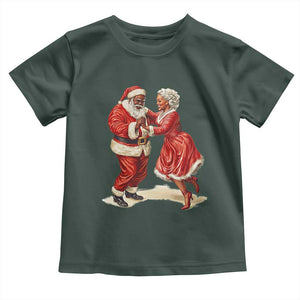 African American Christmas Toddler T Shirt Black Santa Mr Mrs Claus Dancing TS09 Dark Forest Green Print Your Wear