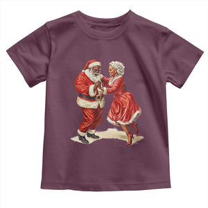 African American Christmas Toddler T Shirt Black Santa Mr Mrs Claus Dancing TS09 Maroon Print Your Wear