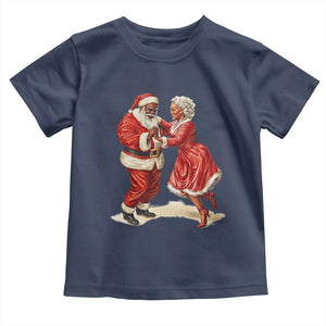 African American Christmas Toddler T Shirt Black Santa Mr Mrs Claus Dancing TS09 Navy Print Your Wear