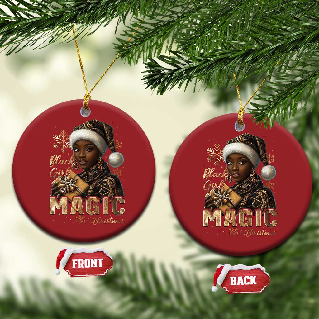 Xmas Melanin Black Girl Magic Christmas Ornament TS09 Circle Red Print Your Wear