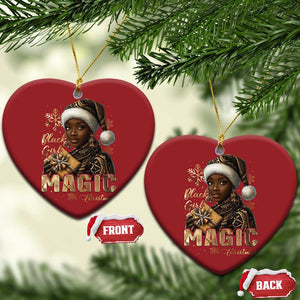 Xmas Melanin Black Girl Magic Christmas Ornament TS09 Heart Red Print Your Wear