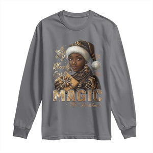 Xmas Melanin Black Girl Magic Long Sleeve Shirt TS09 Charcoal Print Your Wear