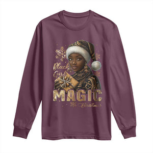 Xmas Melanin Black Girl Magic Long Sleeve Shirt TS09 Maroon Print Your Wear