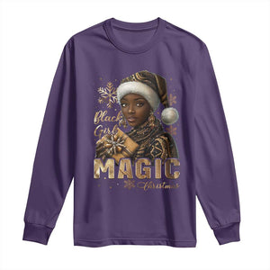 Xmas Melanin Black Girl Magic Long Sleeve Shirt TS09 Purple Print Your Wear