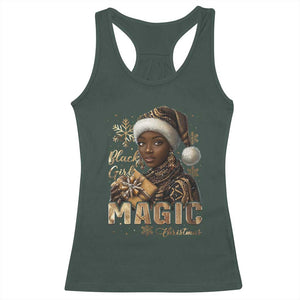 Xmas Melanin Black Girl Magic Racerback Tank Top TS09 Dark Forest Green Print Your Wear