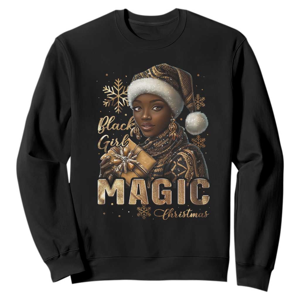 Xmas Melanin Black Girl Magic Sweatshirt TS09 Black Print Your Wear