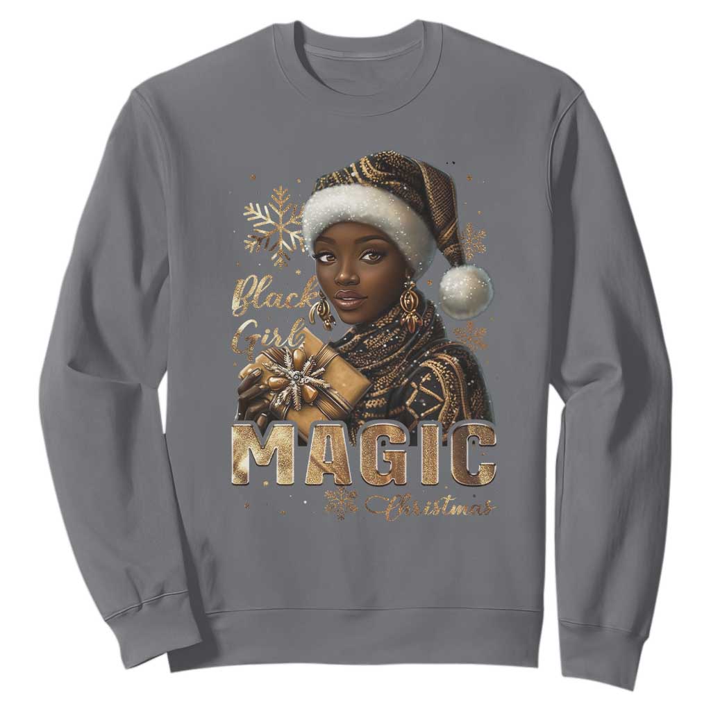 Xmas Melanin Black Girl Magic Sweatshirt TS09 Charcoal Print Your Wear