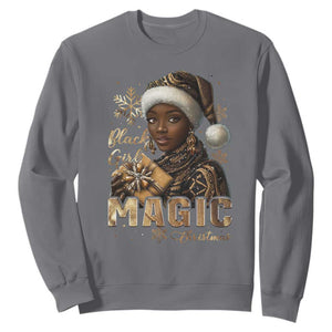 Xmas Melanin Black Girl Magic Sweatshirt TS09 Charcoal Print Your Wear