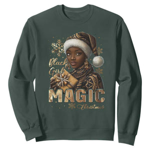 Xmas Melanin Black Girl Magic Sweatshirt TS09 Dark Forest Green Print Your Wear