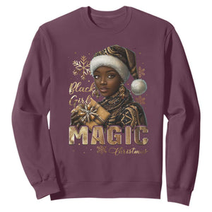 Xmas Melanin Black Girl Magic Sweatshirt TS09 Maroon Print Your Wear