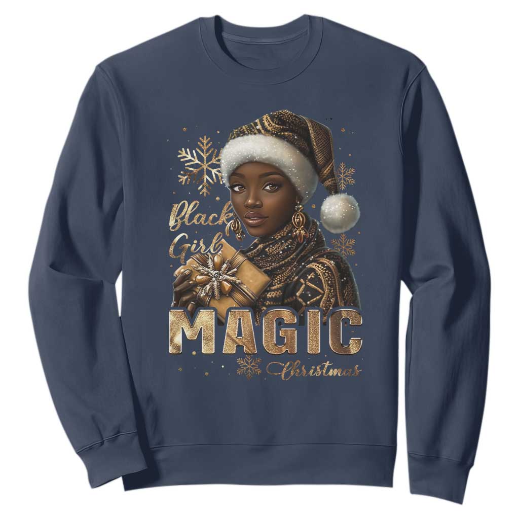 Xmas Melanin Black Girl Magic Sweatshirt TS09 Navy Print Your Wear