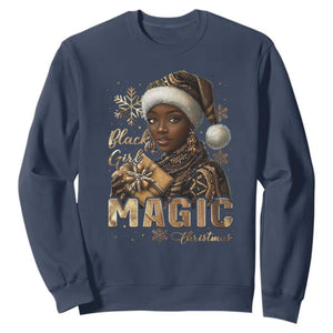 Xmas Melanin Black Girl Magic Sweatshirt TS09 Navy Print Your Wear