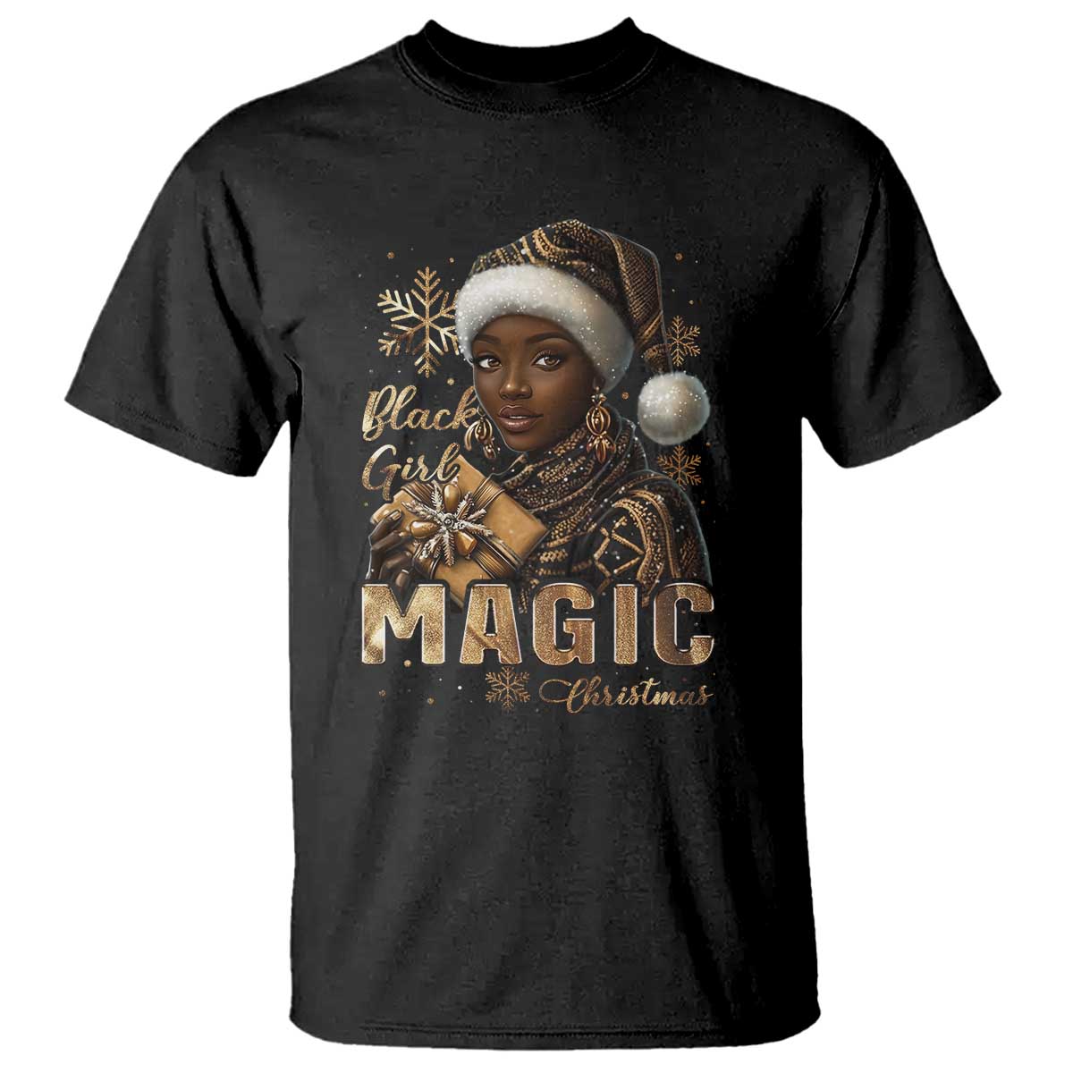 Xmas Melanin Black Girl Magic T Shirt TS09 Black Print Your Wear