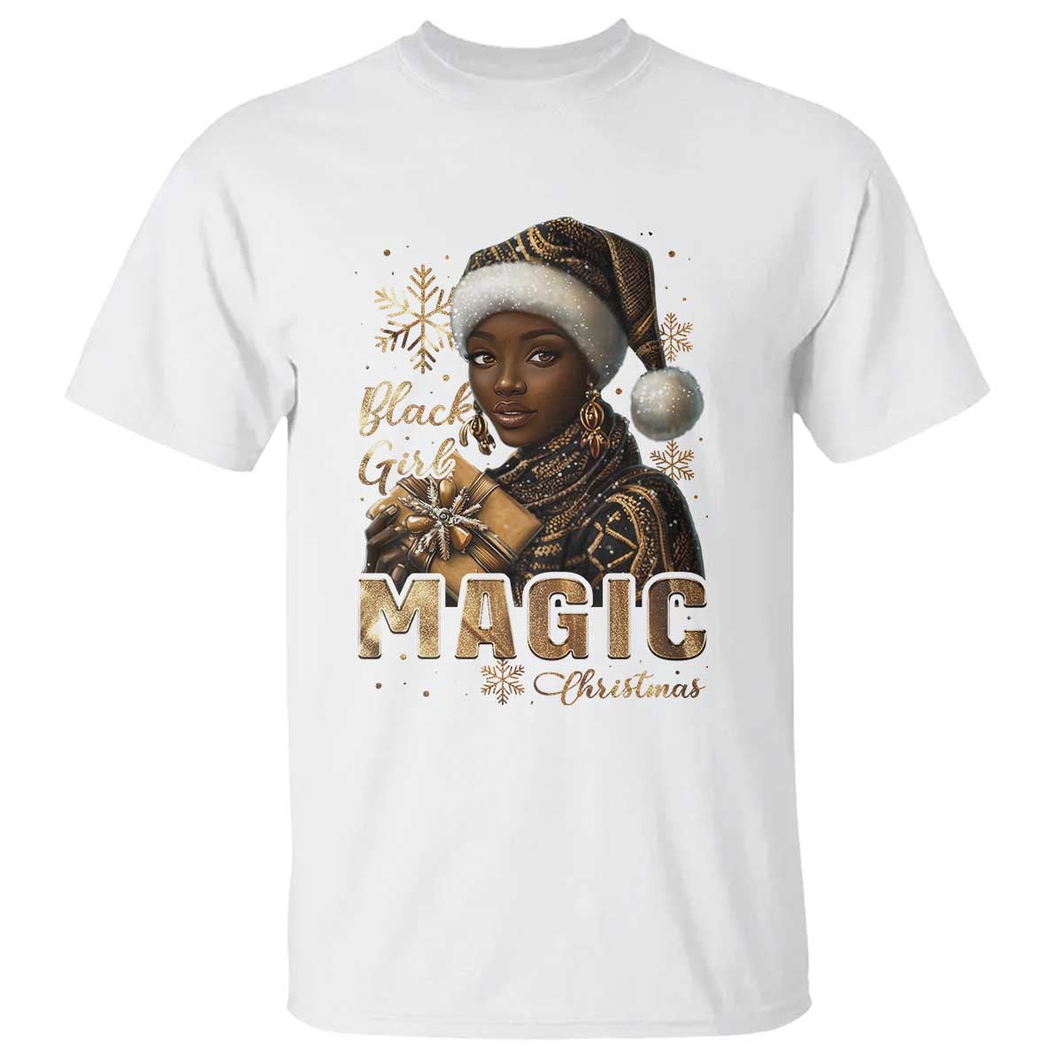 Xmas Melanin Black Girl Magic T Shirt TS09 White Print Your Wear
