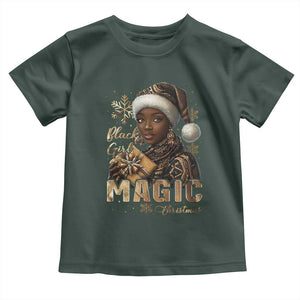 Xmas Melanin Black Girl Magic Toddler T Shirt TS09 Dark Forest Green Print Your Wear